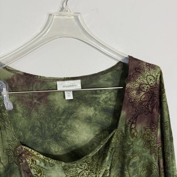 Y2K Dressbarn Green Burnout Floral Top Fairycore Whimsigoth 90s Goth Size 2X - Picture 3 of 6